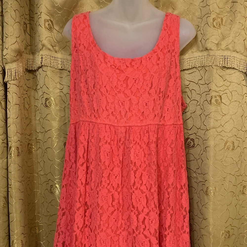 Like New Women’s Torrid Vibrant Coral Lace Dress Size 20 preowned